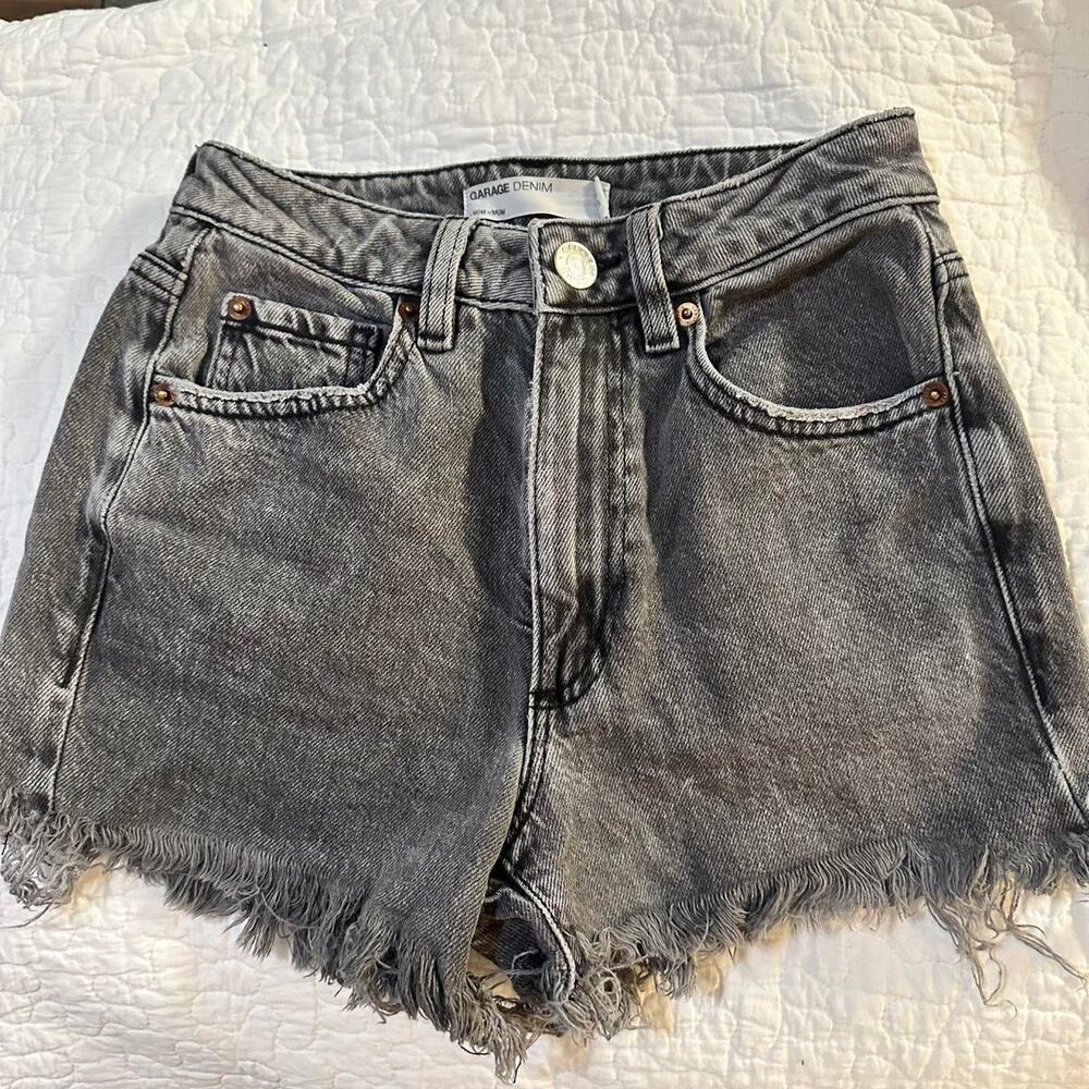 Garage black denim shorts